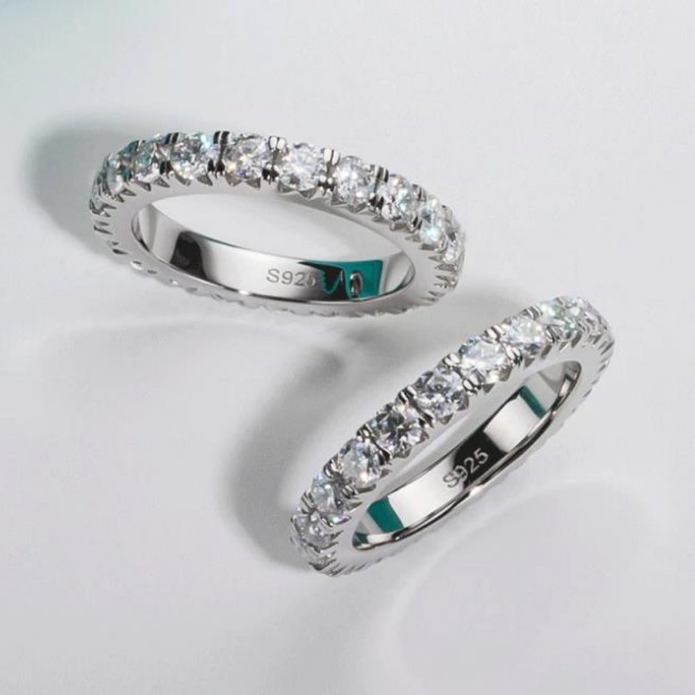 Certified 2~3 ct. t.w. 3mm Moissanite Diamond Full Eternity Band Ring NEW - Picture 11 of 16
